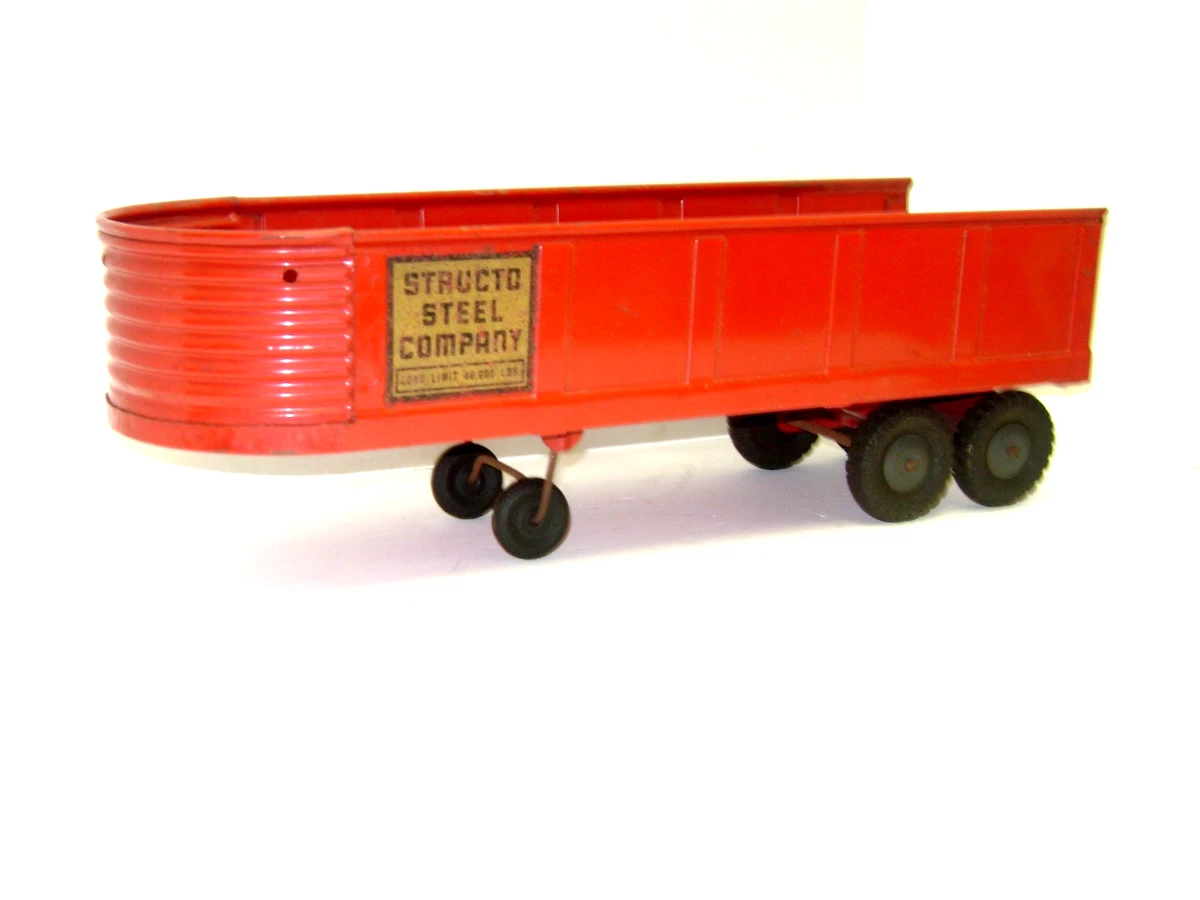 Jouet Ancien Structo N°61 – Camion Grain Avec Remorque – Orange – 1950