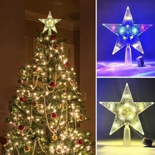 Christmas Tree Topper Projector Star Light 20 Modes Remote Control USB Powered