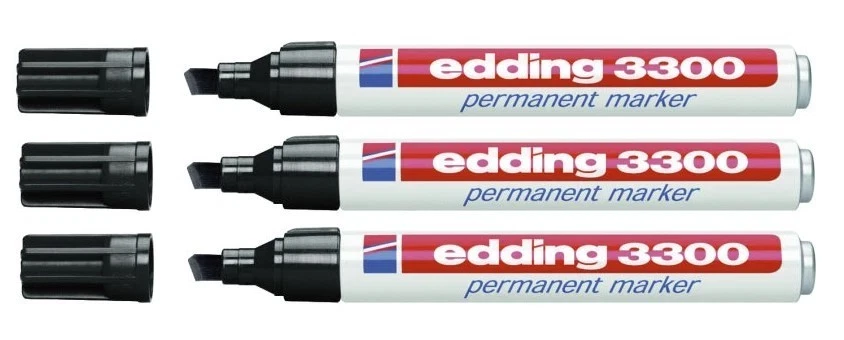 3er Set Edding 3300 Permanent Marker Schwarz 1-5 mm Stift wischfest Keilspitze