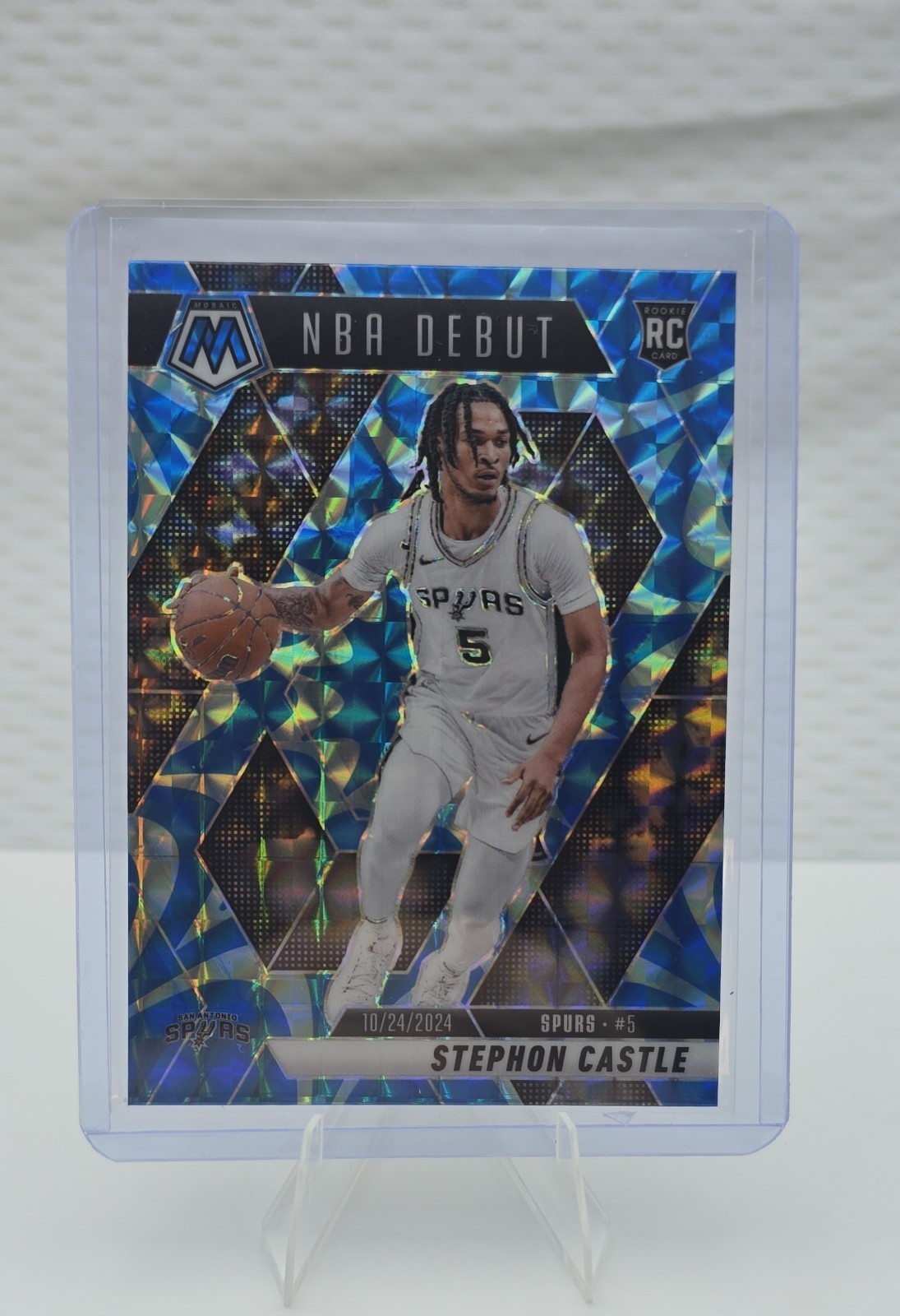 2024-25 Panini Mosaic - NBA Debut Stephon Castle #267 Reactive Blue Mosaic Prizm