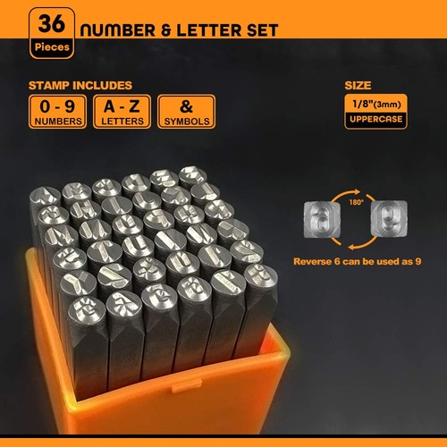 Profi 36 Teile Stahl Metall Stanzwerkzeug Set, (1/8") 3 mm, Stahlnummer und... - Bild 2 von 7