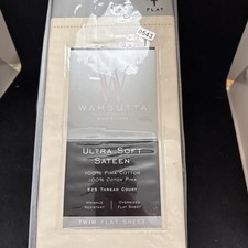 NEW WAMSUTTA 525 Thread PIMA Cotton Sateen Ivory Flat Sheet TWIN Solid