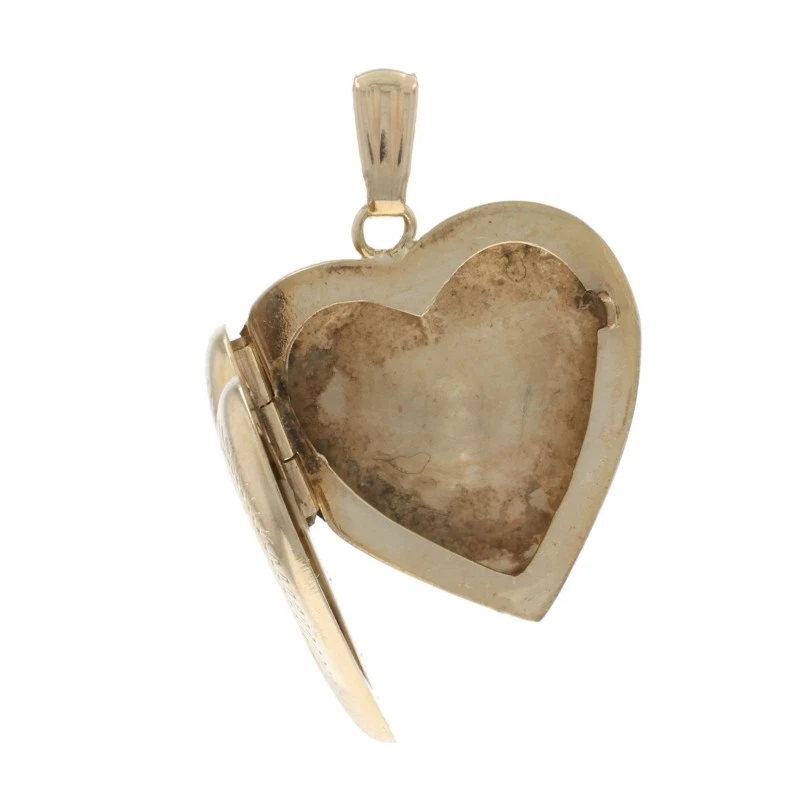 Yellow Gold Heart Locket Pendant 14k Love Two Frames - Image 2 of 4