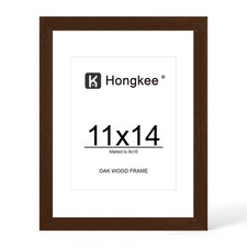 11x14 Oak Wood Picture Frame, Display Photos 8 x 10 with Mat or 11 x 14 witho...