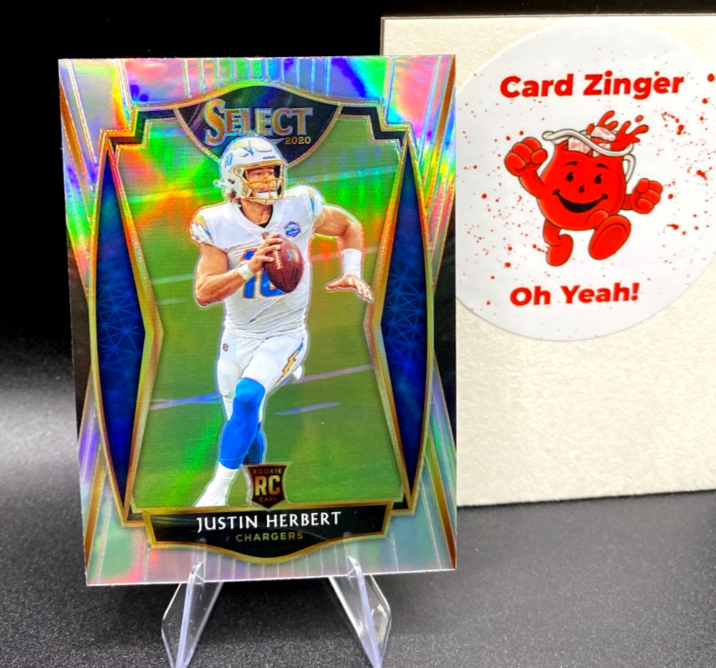 2020 Panini Select Football JUSTIN HERBERT ROOKIE Premier Level Silver Prizm RC