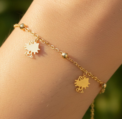 Elegant 18K Gold Plated Brass Chain Bracelet Minimalist Boho Handmade Designer