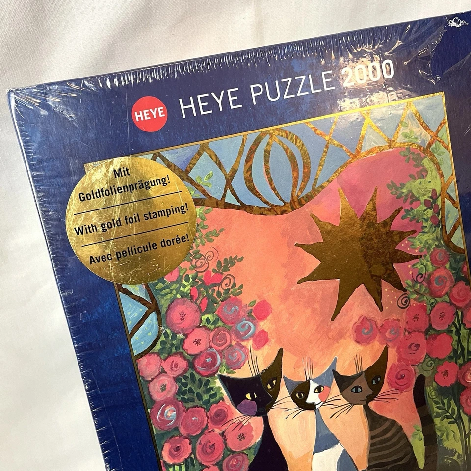 New Heye Rosina Wachtmeister Roses 3 Cats Jigsaw Puzzle 2000 Pc Ships from USA - Image 3 of 4