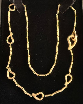 Designer CHIMENTO Italian 18K Yellow Gold BAMBOO & TEARDROP Link Chain Necklace