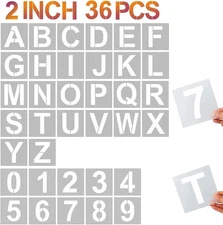 YEAJON 2 Inch Letter Stencils and Numbers, 36 Pcs Alphabet Art Craft 2 