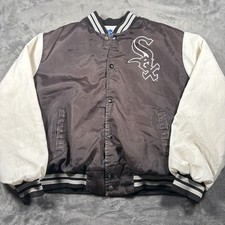 Vintage Chicago White Sox Satin Jacket Men XL Brown Chalk Line MLB Comiskey Park