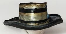 Whittall & Shon Black Gold Silver Sequin Top Hat Western Show Mardi Gras Fancy