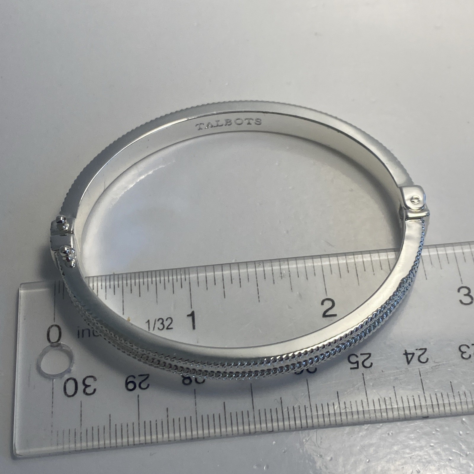 Talbots Signed, Silver Tone Bangle Bracelet. 7” - image 6