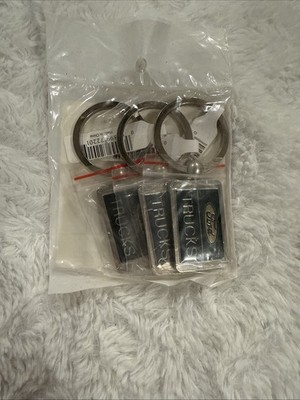 New Ford Trucks Rectangular Metal Keychain Key Ring Chrome Silver Logo 712201