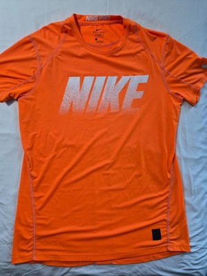 Nike Pro Dri-FIT Fitted Shirt Men's Large Orange NIKE Graphic Training