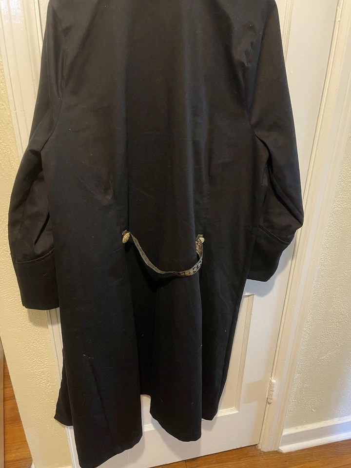 Pirate Renaissance SCA Cosplay Abrigo Largo Negro Para Hombre Borde Dorado Botones XL Foto 2 de 4