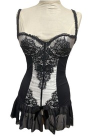Vintage Satin & Lace burlesque  Corset Skirt Size 10-12  