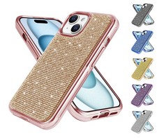 For Apple iPhone 13 14 15 - Full 3D Bling Rhinestone Crystal Cover Case