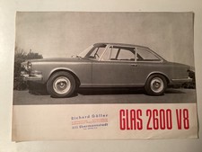 Glas Prospektdoppelseite 2600 V8 original deutsch 1963 mit Händlerstempel selten