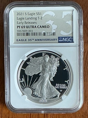 2021 S AMERICAN SILVER EAGLE PF69 EARLY RELEASES “EAGLE LANDING” T-2