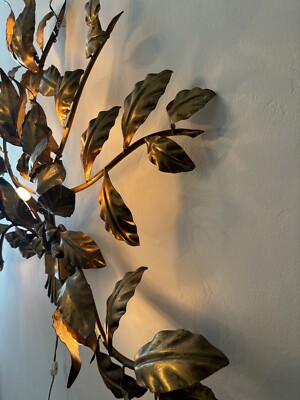 Extremely Rare Original Hans Kogl Gold Leaf Wall Sconce 1970's