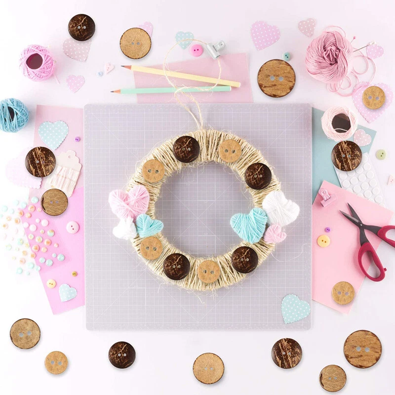 150pcs 5sizes Mix Coconut Shell Natural Wooden Buttons 2 Holes DIY Cloth Sewing - Image 4 of 4