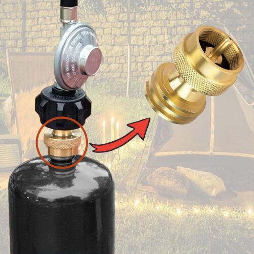 Universal Solid Brass Propane Tank Adapter 20LB to 1LB Converter QCC1 Regulator - Picture 4 of 24