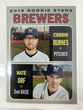 2019 TOPPS HERITAGE ROOKIE STARS CORBIN BURNES NATE ORF 88 MILWAUKEE BREWERS