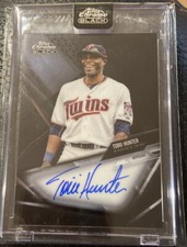 2021 TOPPS CHROME BLACK TORII HUNTER ENCASED BASE ON-CARD AUTO CBA-TH TWINS