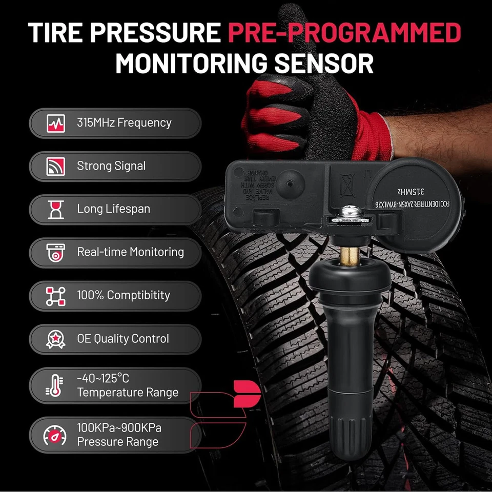 (4) Sensores de monitoreo de presión de neumáticos OEM TPMS para Chevy GMC 13586335/13598771 Foto 2 de 4