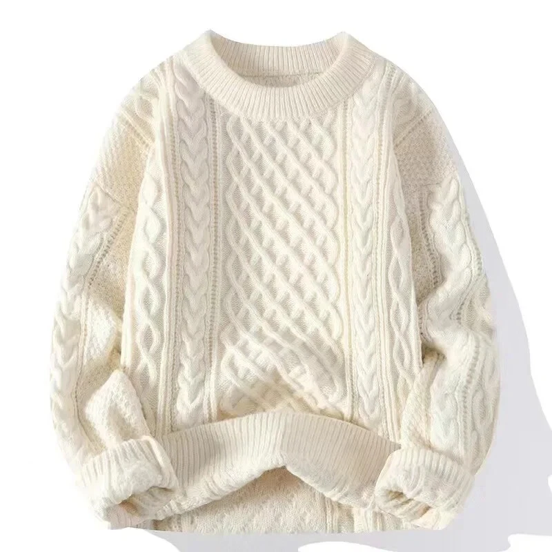 Men's Autumn/Winter Knitted Sweater Round Neck Pullover Top Knit Wool Clothes - Image 3 of 4
