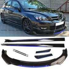 For Mazda Front Bumper Lip Side Skirt Rear Bumper Lip Strut Rods Black Blue