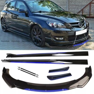 #ad #ad For Mazda Front Bumper Lip Side Skirt Rear Bumper Lip Strut Rods Black Blue $109.65
