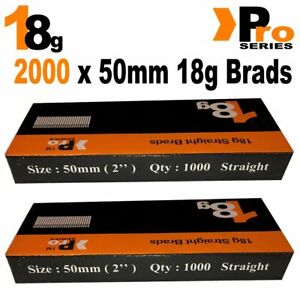 18g 1000 x 50mm Brad Nails, for Nailers, Paslode,Dewalt,s0,ProSeries Silverline