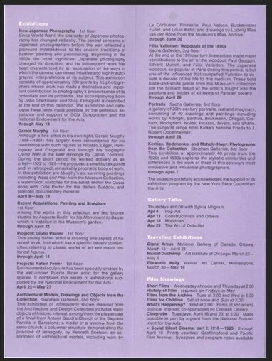 Vintage April 1974 Museum of Modern Art Member's Calendar | eBay