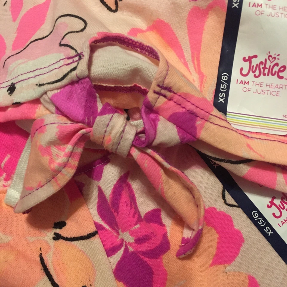 Conjunto de 2 piezas pantalones cortos florales rosa justicia para niñas talla XS 5/6 NUEVO Foto 2 de 4