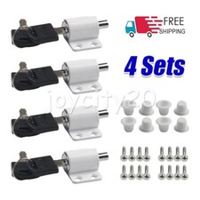4 x SLIDING PATIO DOOR CATCHES Locking Kits Window Bolt Security Lock+Keys WHITE