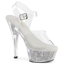 6" Clear Rhinestones Fitness Pageant Competition NPC Bridesmaid High Heels Shoes