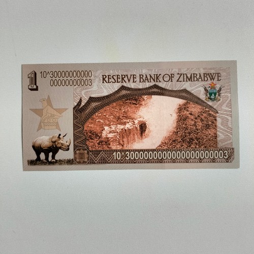 Simbabwe Währung. Simbabwe Banknote One Zettalilion Dollar 2008. Unzirkuliert - Bild 2 von 5