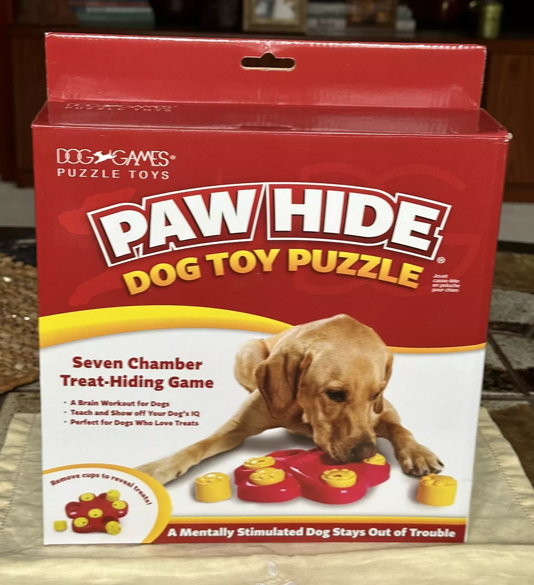 PAW HIDE - Dog Toy Puzzle (SEVEN Chamber Treat-Hiding DOG's BRAIN