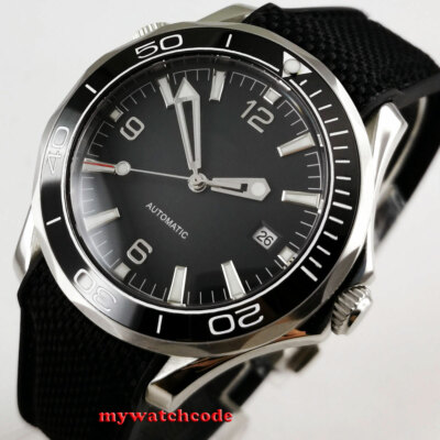 41mm Sterile Black Dial Luminous Sapphire Glass Date NH35A Automatic Mens Watch