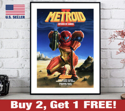 Metroid II Poster 18'' x 24'' Print Return of Samus Nintendo Power Art Gameboy