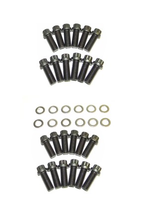 Chevy SB 283 302 12 Pt Black Oxide 170K PSI Intake and Header Bolt Kit NEW