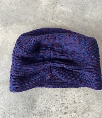 Vintage Patricia Underwood Purple Blue Wool Knit Turban Hat  display picture 3