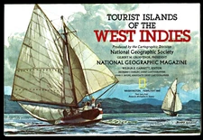 ⫸ 1981-2 February WEST INDIES Tourist Islands National Geographic Map - A1