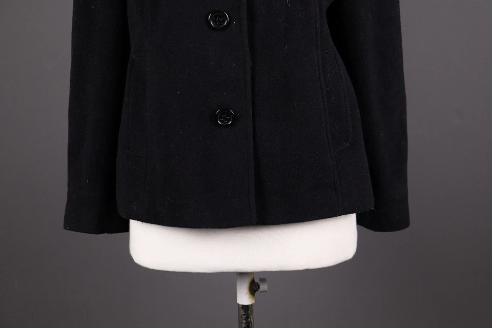 Abrigo Chaqueta Vintage Laura Ashley Negro Lana Botón Talla UK 18 EUR 44 EE. UU. 14 Foto 3 de 4