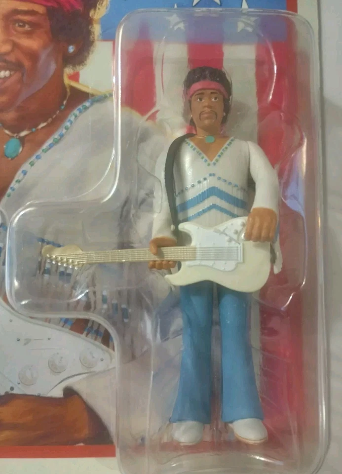 Nuevo en Paquete Super7 Reaction Jimi Hendrix 1969 Festival Figura de Acción Tarjeta Rara Sin Perforar Foto 4 de 4