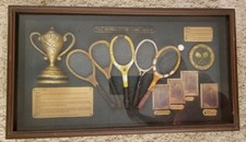Vintage Antique 1950 Display Of The History Of The Tennis Racket