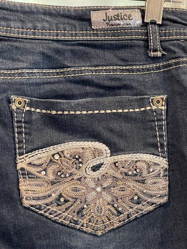 Girls Youth Jeans Justice Premium Size 18R Skinny Preowned 18 Inseam Capris - Picture 3 of 12