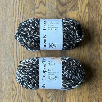 Loops And Threads Multi Marled Yarn - 2 Skeins  - Coffee - Loops & Threads