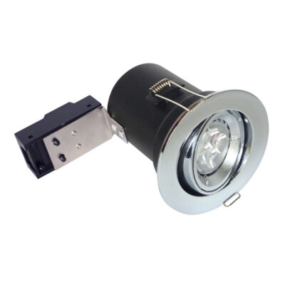 FEUERBESTÄNDIGER LED-EINBAUSTRAHLER NEIGUNGSVERSTELLBAR, CHROM, GEBÜRSTETES CHROM